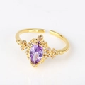Detail of vintage gold ring with purple marquise zircon and sparkling white accents - Purple Marquise Vintage Gold Style (Style 5 Gold)