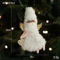 White plush Christmas angel ornament with gold wings and heart, 13cm height - Plush Girl Pendant Style E