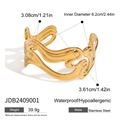 Exaggerated golden irregular wave textured open bangle in polished waterproof stainless steel - Gold Irregular Liquid Wave Style