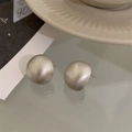 Minimalist silver geometric stud earrings with a sleek matte hemispherical design - Silver Hemispherical Matte Stud (E062)