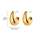Detailed dimensions of gold teardrop earrings showing 16mm height and 22mm width - Polished Glossy Water Drop Earrings (G8315451)