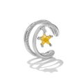 Polsino per orecchio a doppio strato argento con fascia intrecciata e stella gialla - EGJ0128 Argento/Torsione Doppio Strato Stella Pendente