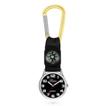 Nurse fob watch with black dial and compass on silver climbing carabiner clip - Yellow
