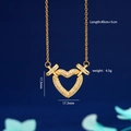 18K gold plated heart necklace with pavé cubic zirconia and detailed size specs - Gold Heart