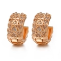 Rose gold heart-shaped hoop earrings with micro-pave cubic zirconia stones - 27-Rose Gold Hollow Heart Huggie / Rose Gold