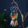 Colorful double heart dreamcatcher with feathers and wooden beads on a natural branch - Double Heart Style / Colorful