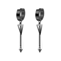 Industrial punk black hoop earrings with triangle frames and sharp cone spikes - Style 14 (Triangle Chain Spike) / Black