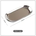 Large silver oval stainless steel jewelry tray with polished mirror finish 230x94mm - Large / Silver