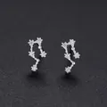 999 Sterling silver Gemini constellation stud earrings with white cubic zirconia stones - Gemini