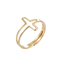 Golden hollow cross wide band ring with adjustable opening for women in stainless steel - Cross Gold