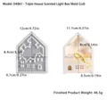 Molde de silicona para caja de almacenamiento luminosa con medidas y peso detallados - Tapa de casa de triple ventana