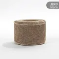 Natural jute Christmas ribbon roll with decorative weave, 5cm width and 2m length - 5cm Faux Fine Burlap