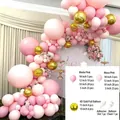 Pink and gold balloon arch kit with matte macaron latex and 4D foil balloons for party decor - Matte Pink Gold Aluminum Film Style (Set 034)