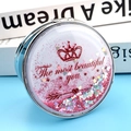 Pink quicksand pocket mirror with crown design and The most beautiful you text - Quicksand "The Most Beautiful You" Crown Style
