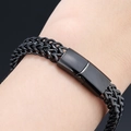 Dettaglio del bracciale hip-hop nero in acciaio inossidabile con chiusura magnetica - Taglie forti / 6mm Canna di Fucile