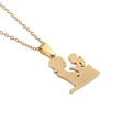 Detail of gold-plated mother and daughter silhouette pendant necklace on white background - Gold Mother Daughter Interaction Style