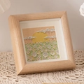 Square solid wood photo frame with 3D embossed daisy oil painting in natural light - White Oak Color