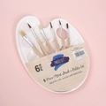 Set di 6 pennelli artistici con tavolozza bianca per pittura acrilica e acquerello - Set in Crine di Cavallo con Manico in Legno Originale