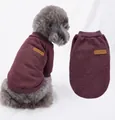 Burgundy dog sweater with Classic leather patch for small dogs like Poodles - Coffee