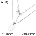 Silver stainless steel box chain necklace featuring a square letter L cube pendant - Silver Letter L Style (KN293678-Z)