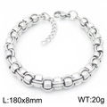 Bracciale a catena con sfere in acciaio inossidabile argento con chiusura a moschettone - 180x8mm / Stile Argento (KB188696-Z)