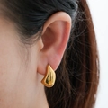 Pendientes de acero inoxidable bañados en oro de 18K con diseño geométrico irregular - Estilo de Fundición en Rombo (MS-226) / Dorado