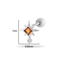 Titanium steel sunburst ear stud with orange square zircon and size dimensions - Starburst (0186-4# Silver)
