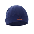 Dark blue knitted baby beanie hat with orange bear embroidery for newborns and infants - Navy Blue Bear - Single Hat
