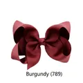 Classic 4-inch wine red grosgrain ribbon bow hair clip with double layer wings - Wine Red (#32)