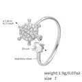 Anello a tartaruga in acciaio inossidabile argento con zirconi bianchi brillanti - US 7 / Tartaruga d'Argento