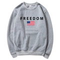 Sweat à capuche unisexe gris chiné avec texte Freedom et drapeau américain - Gris clair