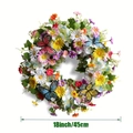 Ghirlanda di tulipani arcobaleno artificiale da 45 cm con margherite e farfalle - 45cm