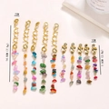 Long Bohemian spiral gold hair pendants with colorful natural stone charms for braids - Set of 10 as Shown