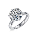 Elegant six-prong moissanite ring in S925 sterling silver with adjustable open band - Classic Six-Prong Style / 5 Carat / 11.0mm