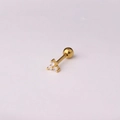 16G golden stainless steel piercing stud with triangle triple zircon screw ball back - Clover Style (HSPJ326-G) / Gold