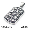 Punk style silver stainless steel rectangle pendant featuring embossed Evil Eye design - No Chain - Rectangular Eye Pendant(KP130469-MZOZ)