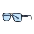 Occhiali da sole pilot vintage con montura blu traslucida e dettaglio barra dorata - Montatura Blu / Lenti Blu