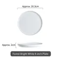 Forest bright white 8-inch round ceramic plate with handcrafted hammered texture - Forest Bright White 8 Inch Round Plate