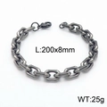 Pulsera de cadena de acero inoxidable en gris plomo, estilo hip hop, 8mm de ancho y 200mm - Pulsera 20CM / Negro Mate