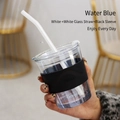 Short Blue+White Lid+White Straw+Sleeve