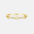 Minimalist S925 sterling silver ring in golden finish with marquise hollow design - Mmr285 (18k Gold) / Size 6