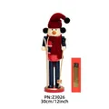 30cm wooden snowman nutcracker in red knit hat and scarf with matching gift box - Z3026-Skiing Snowman