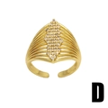 Adjustable gold plated water drop ring with layered band and cubic zirconia - D-Geometric Rhombus Style