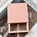 Elegante joyero cuadrado rosa con película de PE y diseño deslizable - Rosa/Interior 9x9x2cm/Sin Impresión