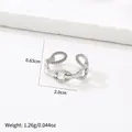 Adjustable silver chain link ring in titanium steel, 0.63cm wide industrial style - Industrial Chain Woven (197) / Steel