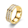 18K gold plated stainless steel ring with double row square zircon stones on white background - US 6 / 8 mm / Gold
