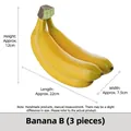 Three realistic yellow artificial bananas for home decoration with dimensions shown - Banana B-3 Pieces