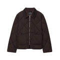 Braune Steppjacke mit kontrastierendem Cordkragen und Reißverschluss in Flachlage - XS / Kaffeebraun