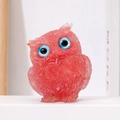 Handcrafted red resin owl figurine with crystal chips and bright blue eyes for home decor - Watermelon Red (Red Glass)