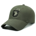 Berretto da baseball tattico verde militare con stemma 101st Airborne ricamato - Regolabile / Verde Militare
